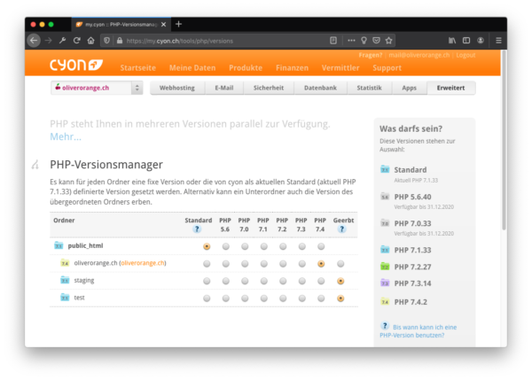 PHP-Versionsmanager mit PHP 7.4