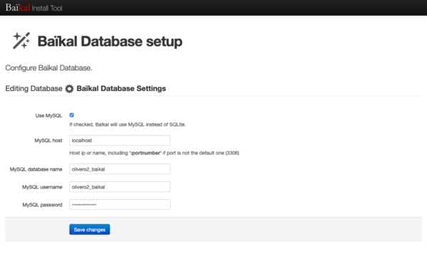 Baïkal database setup
