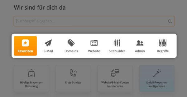 Neues Supportcenter: Navigation.