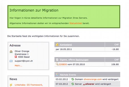 Detaillierte Informationen zur Migration im my.cyon Konto.